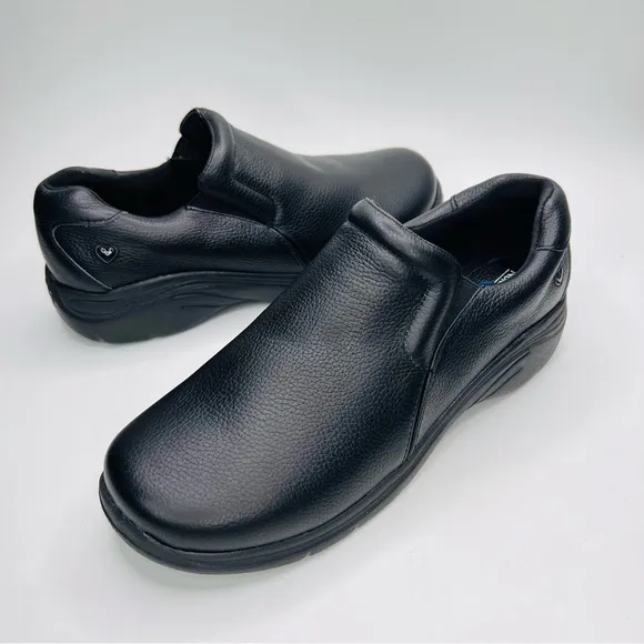 Nurse Mates Dove Black Pebble Leather Slip On Nurse Shoes Women’s Size 1…