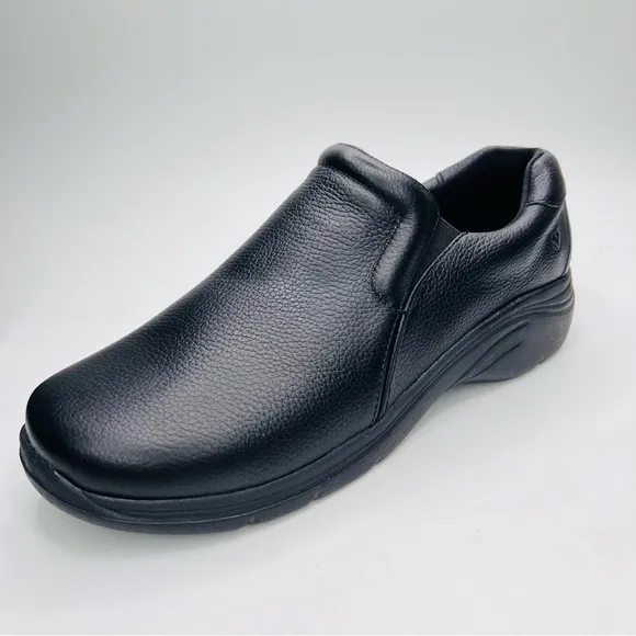 Nurse Mates Dove Black Pebble Leather Slip On Nurse Shoes Women’s Size 1…