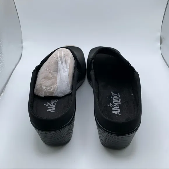 NWB Alegria Shilaine Women's Sandals size 40 US 9.5-10 black slip on wedge 1299