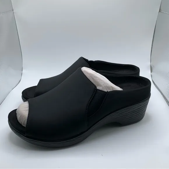 NWB Alegria Shilaine Women's Sandals size 40 US 9.5-10 black slip on wedge 1299
