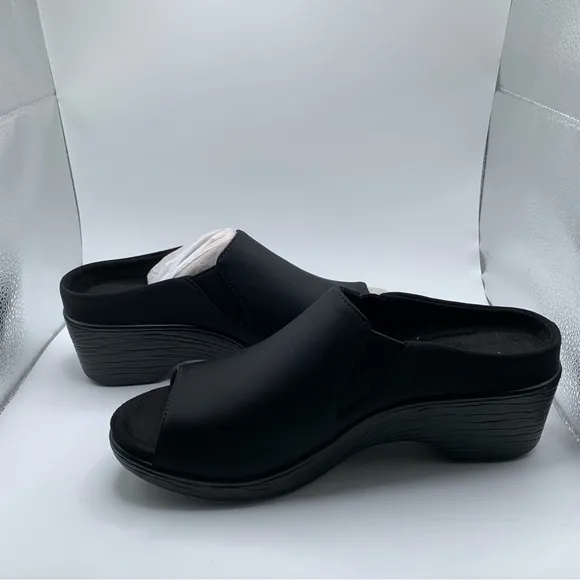 NWB Alegria Shilaine Women's Sandals size 40 US 9.5-10 black slip on wedge 1299