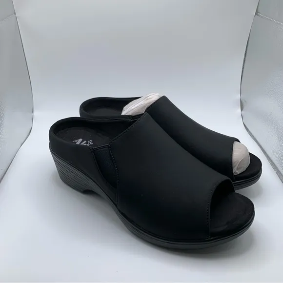 NWB Alegria Shilaine Women's Sandals size 40 US 9.5-10 black slip on wedge 1299