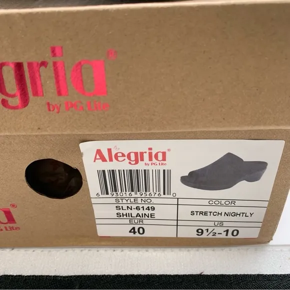 NWB Alegria Shilaine Women's Sandals size 40 US 9.5-10 black slip on wedge 1299