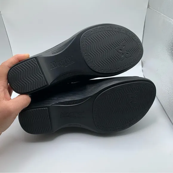 NWB Alegria Shilaine Women's Sandals size 40 US 9.5-10 black slip on wedge 1299