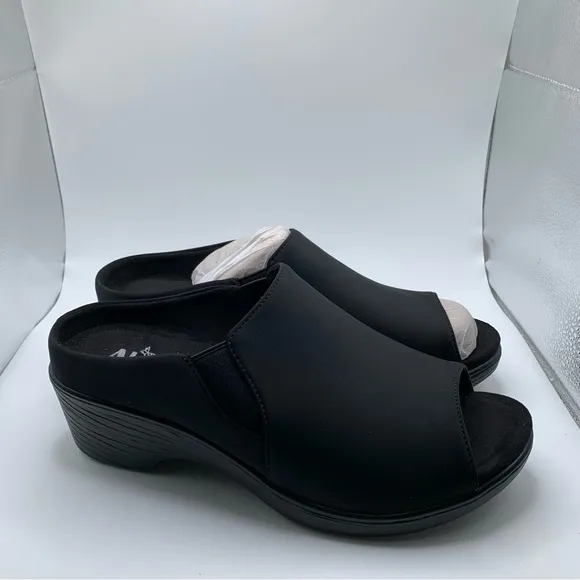 NWB Alegria Shilaine Women's Sandals size 40 US 9.5-10 black slip on wedge 1299