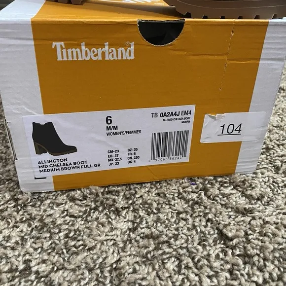 NWB Timberland Allington Mid Chelsea Boot Women's 6 Med Brown