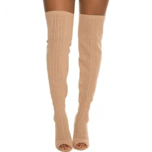 NWOB Cape Robbin Elnora-27 Nude Thigh High Boots Size 6.5