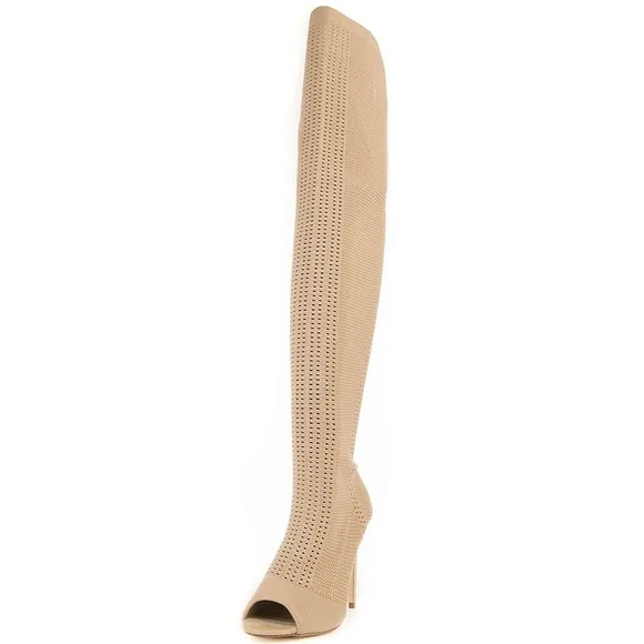 NWOB Cape Robbin Elnora-27 Nude Thigh High Boots Size 6.5