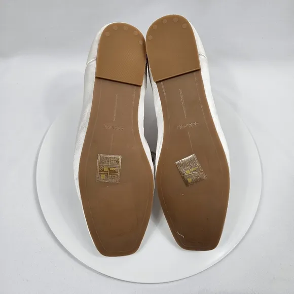 NWOT Dolce Vita Reilly Ballet Flat Satin Square Toe Buckle Ankle Strap White 7.5