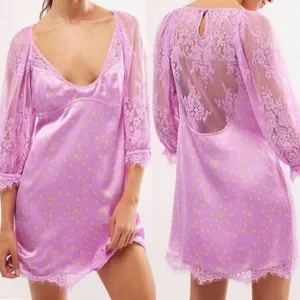 NWOT-Free People- ”About that” silky and lace mini dress-Size Medium