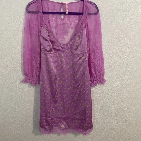 NWOT-Free People- ”About that” silky and lace mini dress-Size Medium