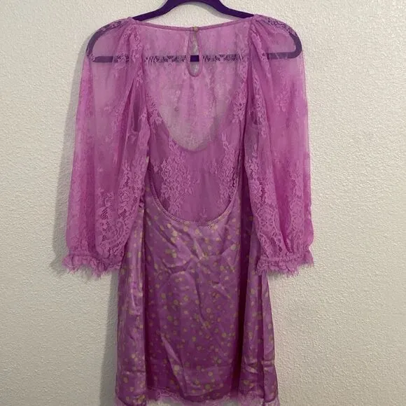 NWOT-Free People- ”About that” silky and lace mini dress-Size Medium