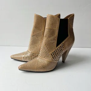 NWOT JEFFREY CAMPBELL Studded Beige Patent Leather Booties Zipper Ankle size: 11