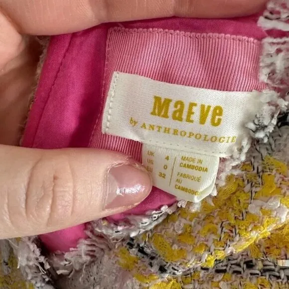 NWOT Maeve by Anthropologie Sleeveless Tweed Striped Frayed Mini Dress – Size 0