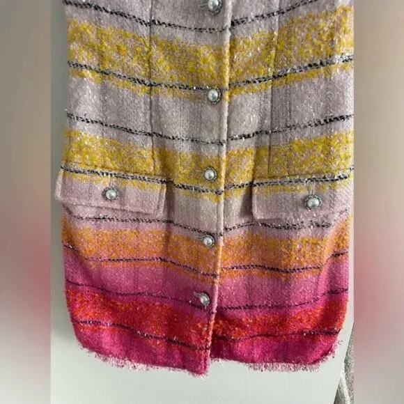 NWOT Maeve by Anthropologie Sleeveless Tweed Striped Frayed Mini Dress – Size 0