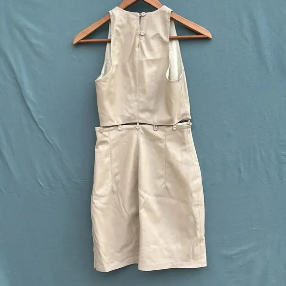 NWOT NANUSHKA Layan Vegan White Leather Mini Dress Women Ivory Button Waist XS