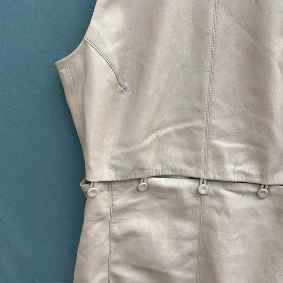 NWOT NANUSHKA Layan Vegan White Leather Mini Dress Women Ivory Button Waist XS