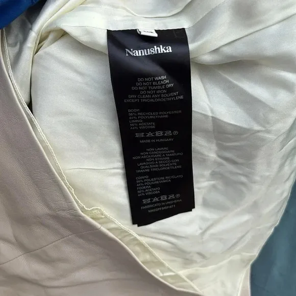 NWOT NANUSHKA Layan Vegan White Leather Mini Dress Women Ivory Button Waist XS