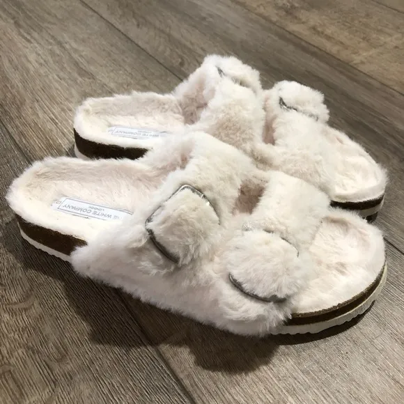 NWOT! - The White Company London - Faux Fur Buckle Cork Sandals