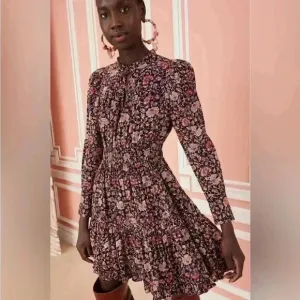 NWOT Ulla Johnson Navy Blue Liv Knee Length Dress in Midnight Floral Size 2