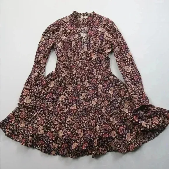 NWOT Ulla Johnson Navy Blue Liv Knee Length Dress in Midnight Floral Size 2