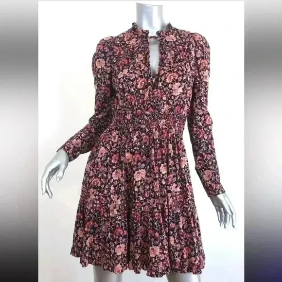 NWOT Ulla Johnson Navy Blue Liv Knee Length Dress in Midnight Floral Size 2