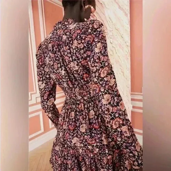 NWOT Ulla Johnson Navy Blue Liv Knee Length Dress in Midnight Floral Size 2