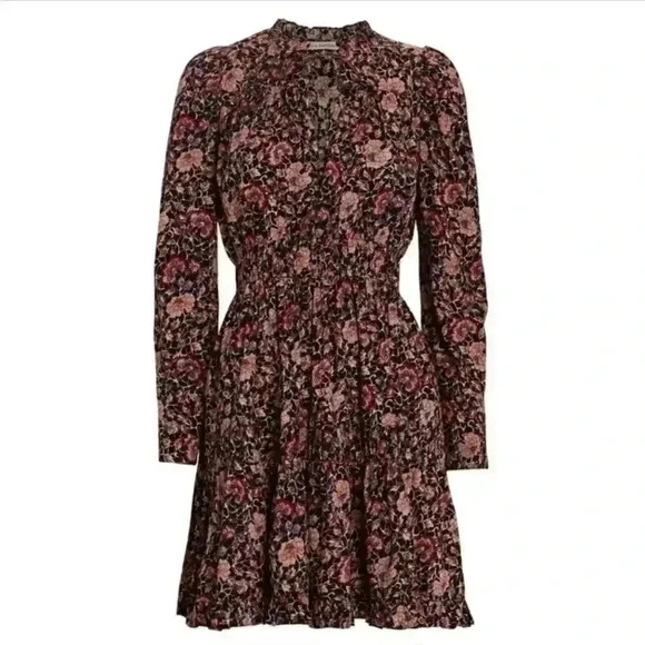 NWOT Ulla Johnson Navy Blue Liv Knee Length Dress in Midnight Floral Size 2