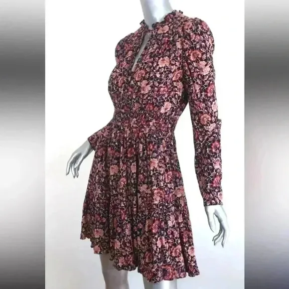 NWOT Ulla Johnson Navy Blue Liv Knee Length Dress in Midnight Floral Size 2
