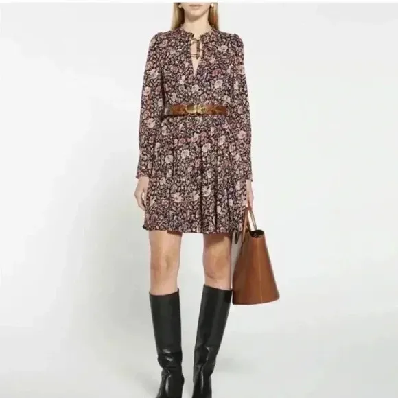 NWOT Ulla Johnson Navy Blue Liv Knee Length Dress in Midnight Floral Size 2