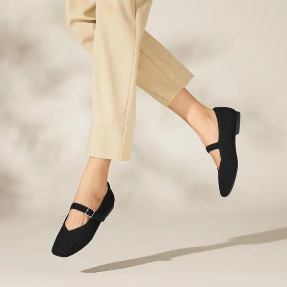 NWOT VIVAIA Square-Toe Mary-Jane (Margot Mary-Jane) Shoes, Black, Size 11