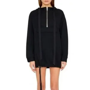 NWOT Danielle Guizio Pullover Hoodie Sweatshirt Women's Mini Black Dress M