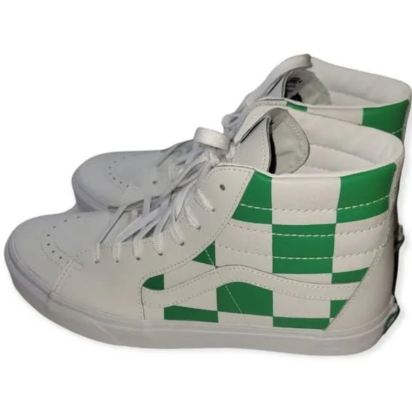NWOT Van's Light Green &amp; White Sk8 Checkerd Sk8 Hightop Sneakers
