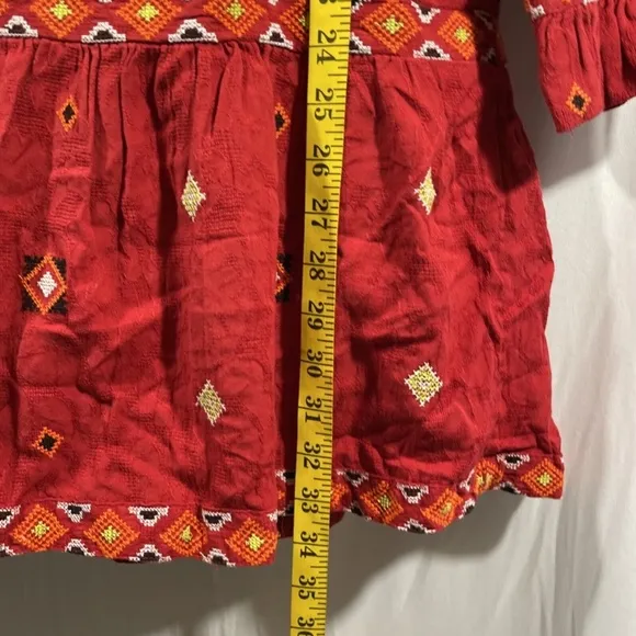 NWT $180 by Anthropologie [ Petite XXS/P ] Embroidered Tunic‎ Dress In Red