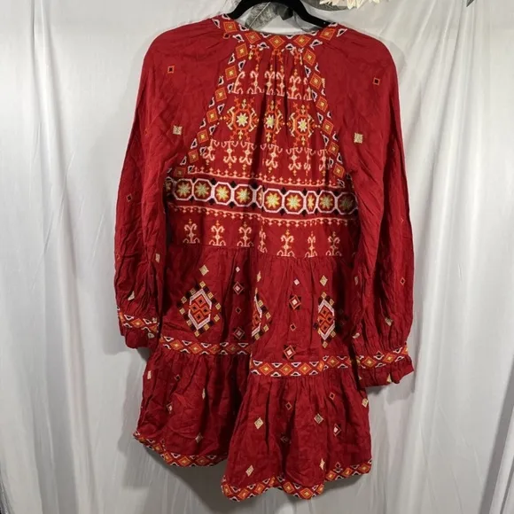 NWT $180 by Anthropologie [ Petite XXS/P ] Embroidered Tunic‎ Dress In Red
