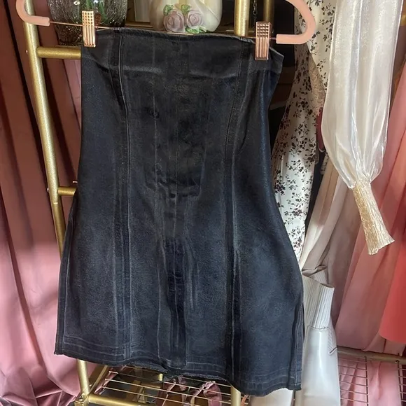 NWT $380 REVOLVE EB Denim Lace-Up Denim Mini Dress in Black Wash
