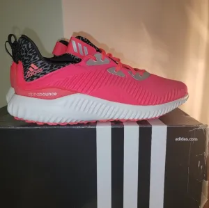 NWT Adidas Alphabounce J Running Shoes Bright Pink w/Cheetah Print in Black/Gray