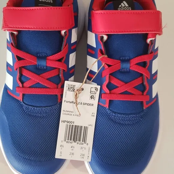 NWT: Adidas x Marvel Kids Fortarun 2.0 Spider-Man Cloudfoam Sneaker Sz 5