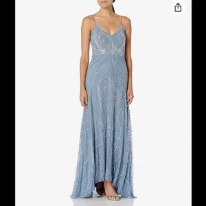 NWT Aidan by Aidan Mattox Women's Spaghetti Strap Beaded Gown $495