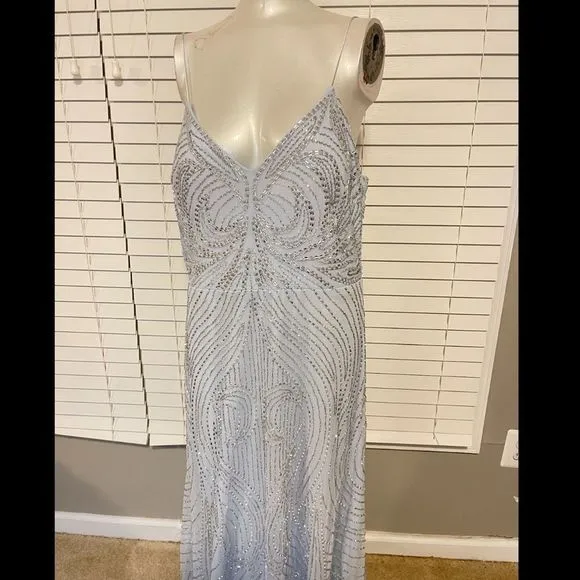 NWT Aidan by Aidan Mattox Women's Spaghetti Strap Beaded Gown $495