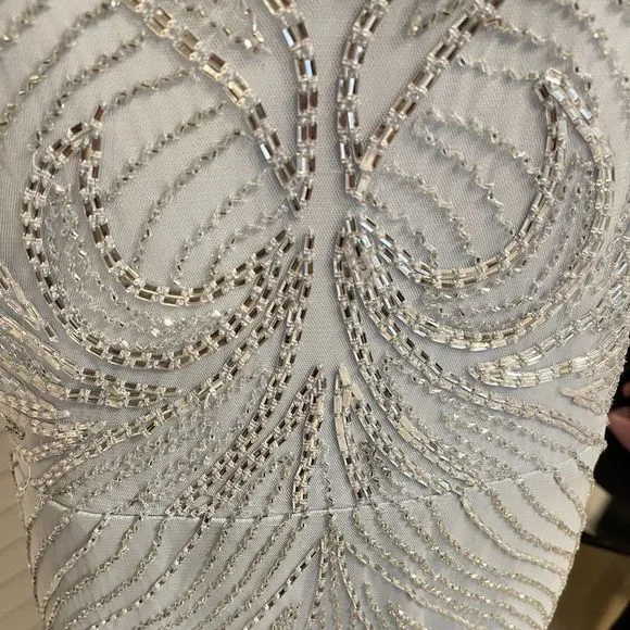 NWT Aidan by Aidan Mattox Women's Spaghetti Strap Beaded Gown $495