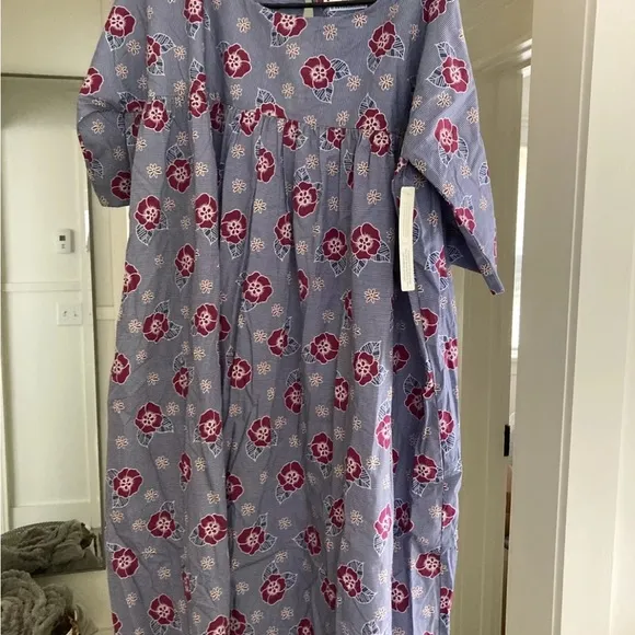 NWT Anthropologie Carleen Floral Tunic Dress Medium $275 HTF Blue White Pockets
