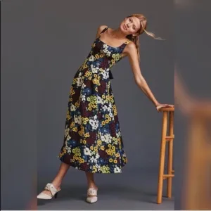 NWT! Anthropologie Maeve Marigold Floral Midi Dress