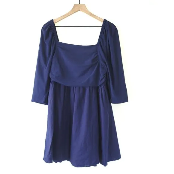 NWT Anthropologie Puff-Sleeve Royal Blue Mini Dress - Large