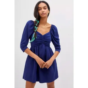 NWT Anthropologie Puff-Sleeve Royal Blue Mini Dress - Large