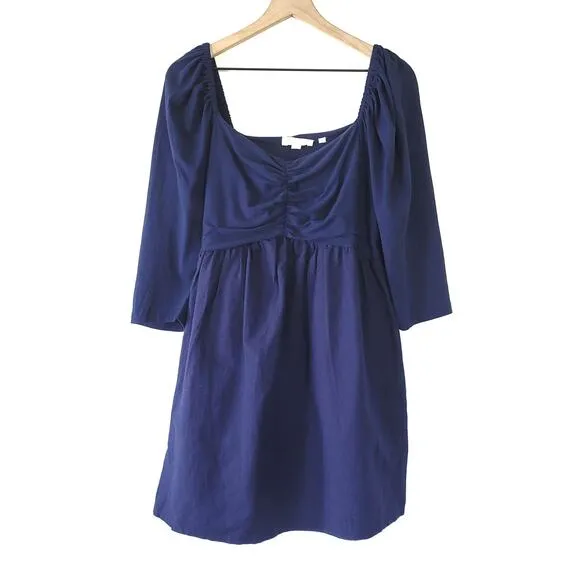 NWT Anthropologie Puff-Sleeve Royal Blue Mini Dress - Large
