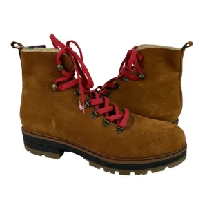 NWT Avellini Suede Hiking Boots Genuine Shearling Lining Red Laces Size 40