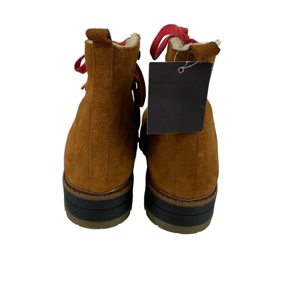 NWT Avellini Suede Hiking Boots Genuine Shearling Lining Red Laces Size 40