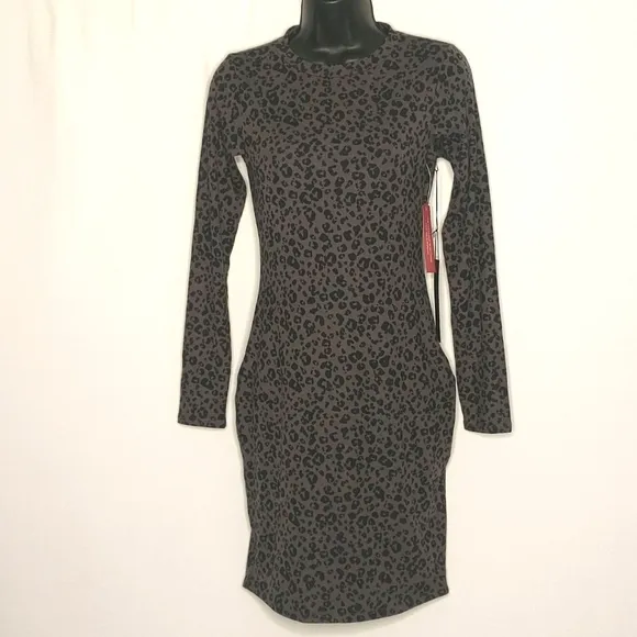 NWT~ CARBON38 Leopard Print Ribbed Dress