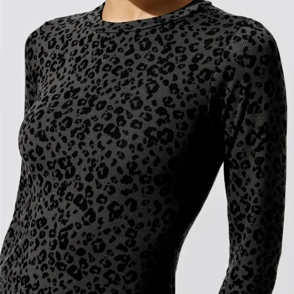 NWT~ CARBON38 Leopard Print Ribbed Dress